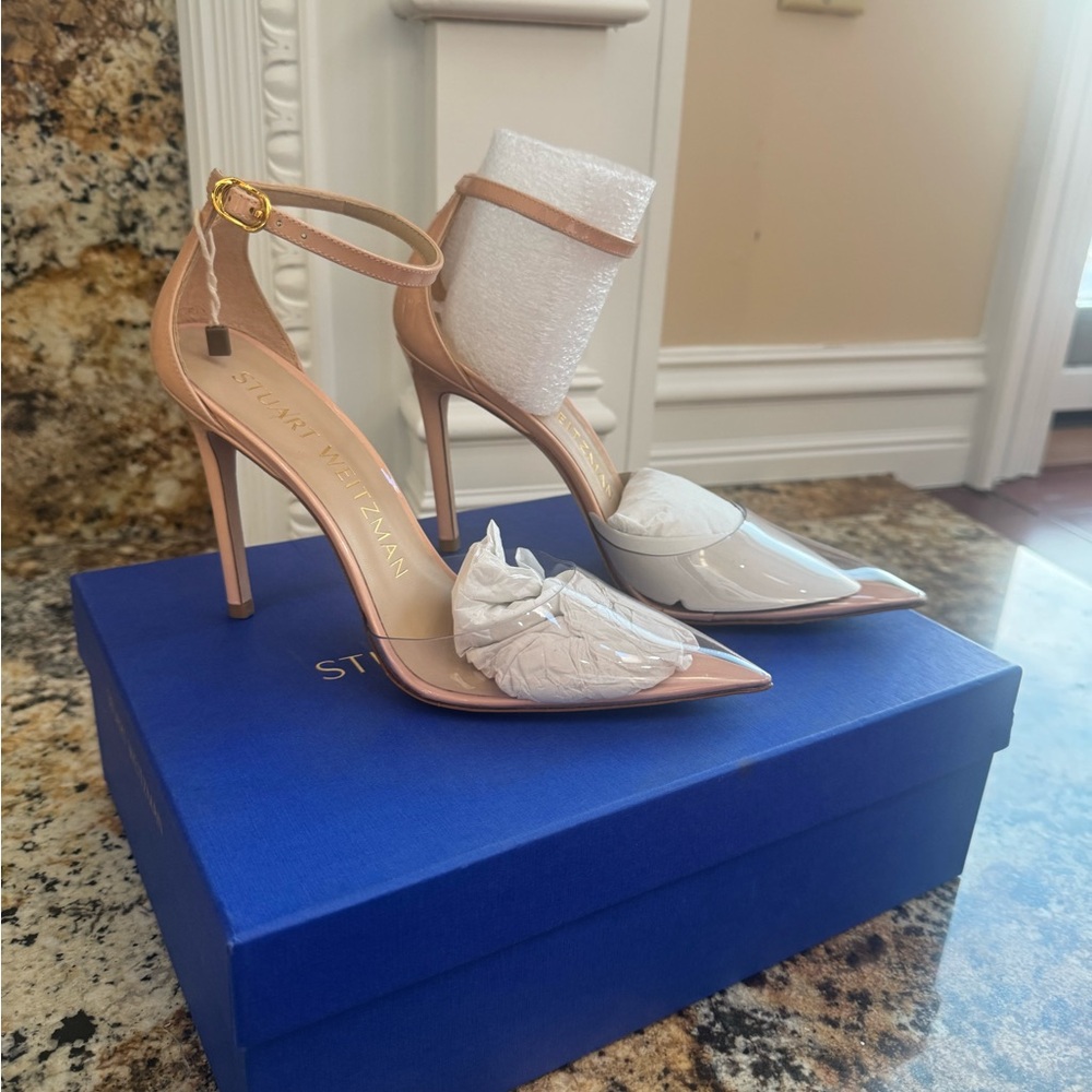 Stuart Weitzman Nude and Clear Heels - Picture 3 of 5